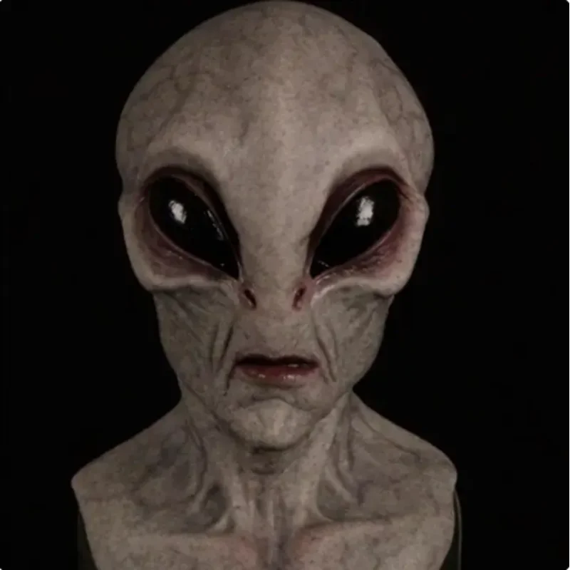 Máscaras de extraterrestre verde OVNI, disfraz de alienígena de terror para fiesta de Halloween, tocado de látex, accesorios divertidos para fiesta de disfraces de terror para adultos