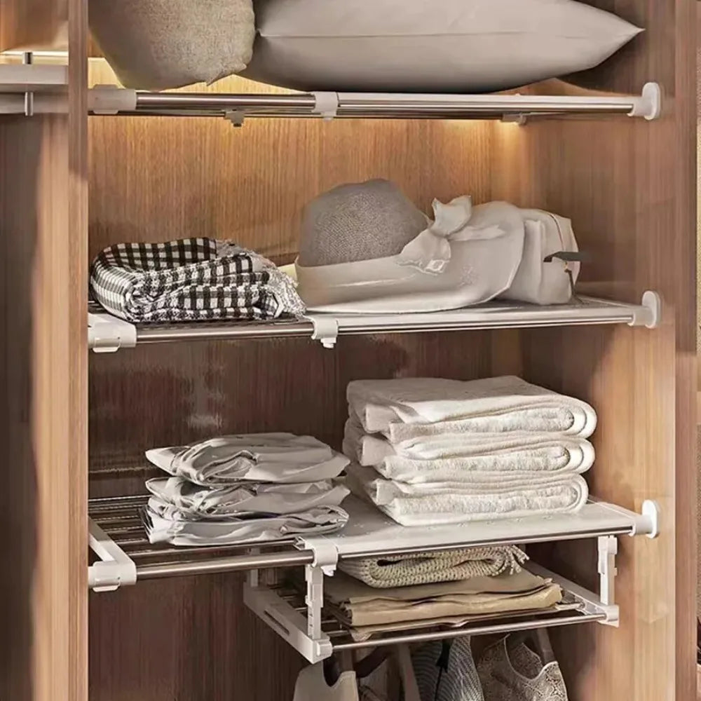 Space-Saving Shelf Rack – Double Your Closet Space in Seconds!