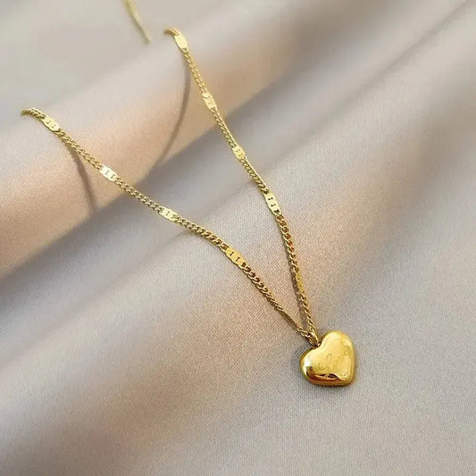 316L Stainless Steel Love Jewelry - Gold Peach Heart Engraved