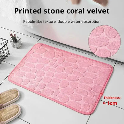 1 alfombra de terciopelo en relieve de espuma viscoelástica antideslizante para baño y sala de estar.