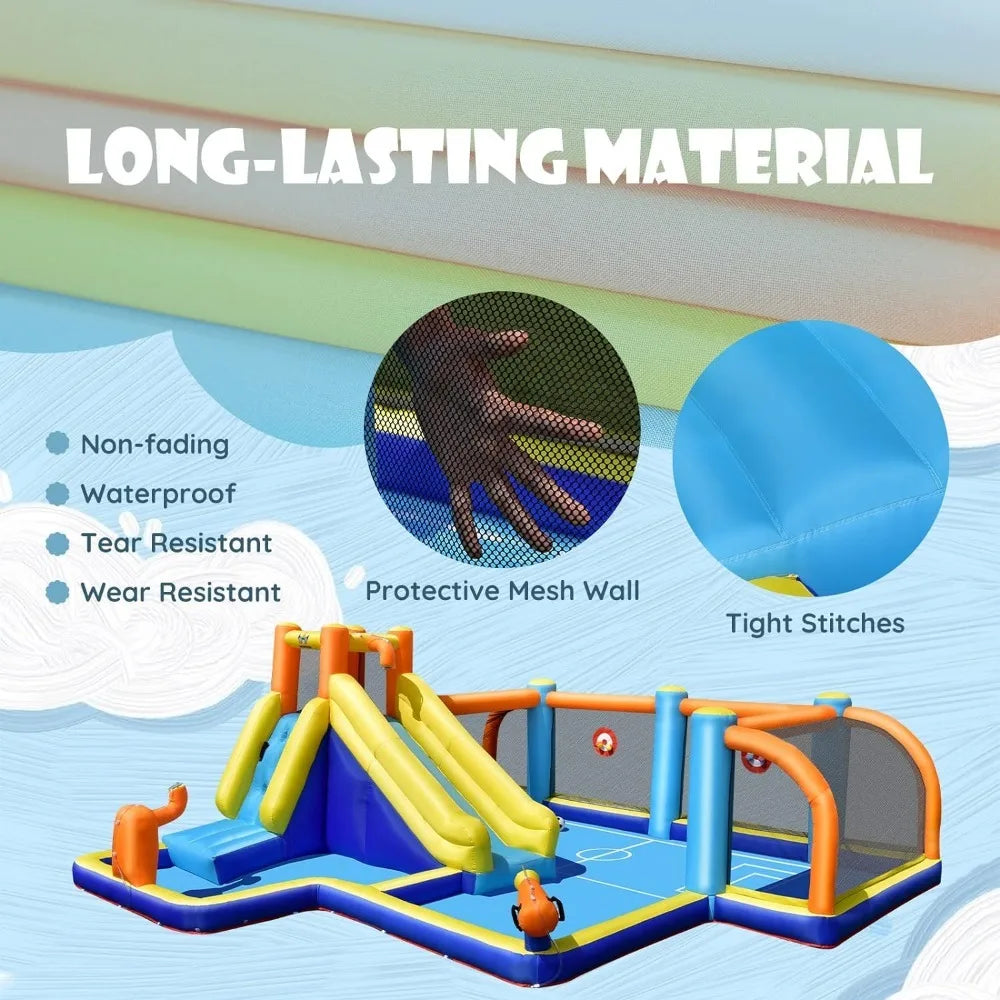 Inflatable Water Slide, Mega Water Soccer Waterslide Park GAINOOM LIFE Store