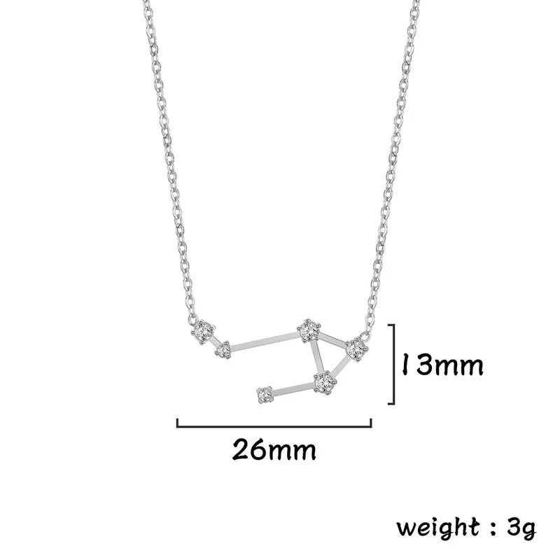 Lucktune Zircon Constellation Pendant Necklace Libra Virgo Zodiac Necklace for Women Stainless Steel Birthday Jewelry Gifts 2025 lucktune Official Store