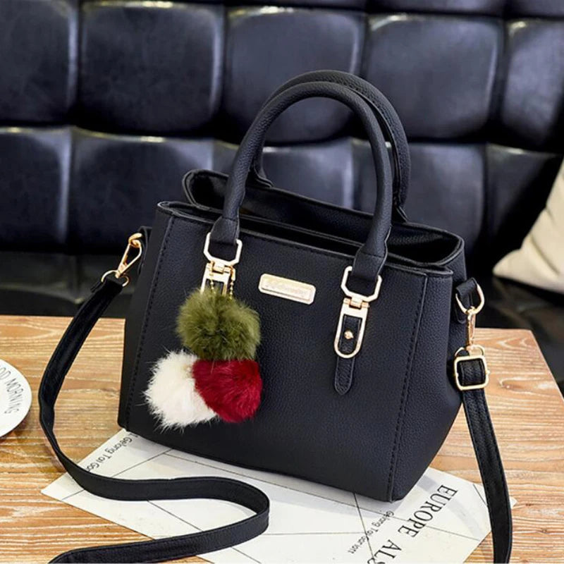 PU Leather Ladies HandBags Women Vintage Purse Plush Tassel Messenger Bags Tote Boston Shoulder Crossbody Bag Stone's Store