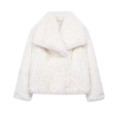 Women's Fashion Cropped Faux Fur Jacket Stone's Store