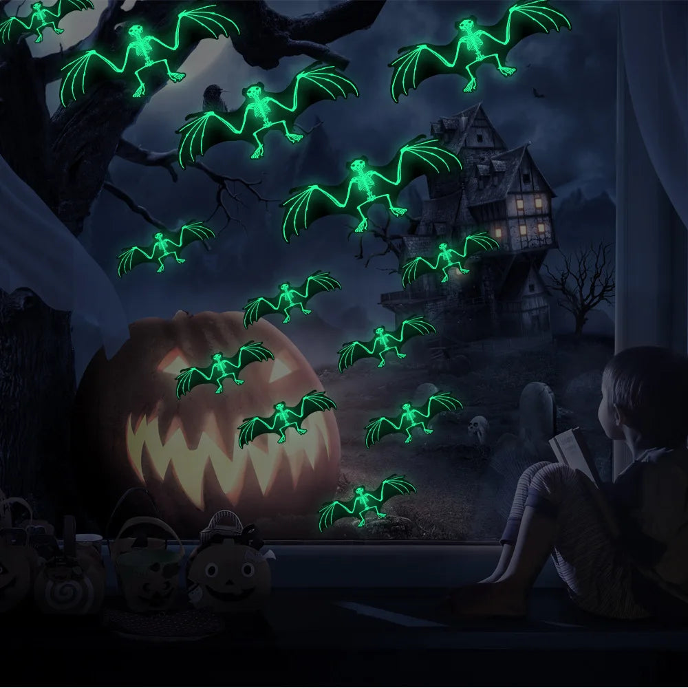 Glow-in-the-Dark Bat Stickers – Spooky 3D Wall Decor for Halloween!