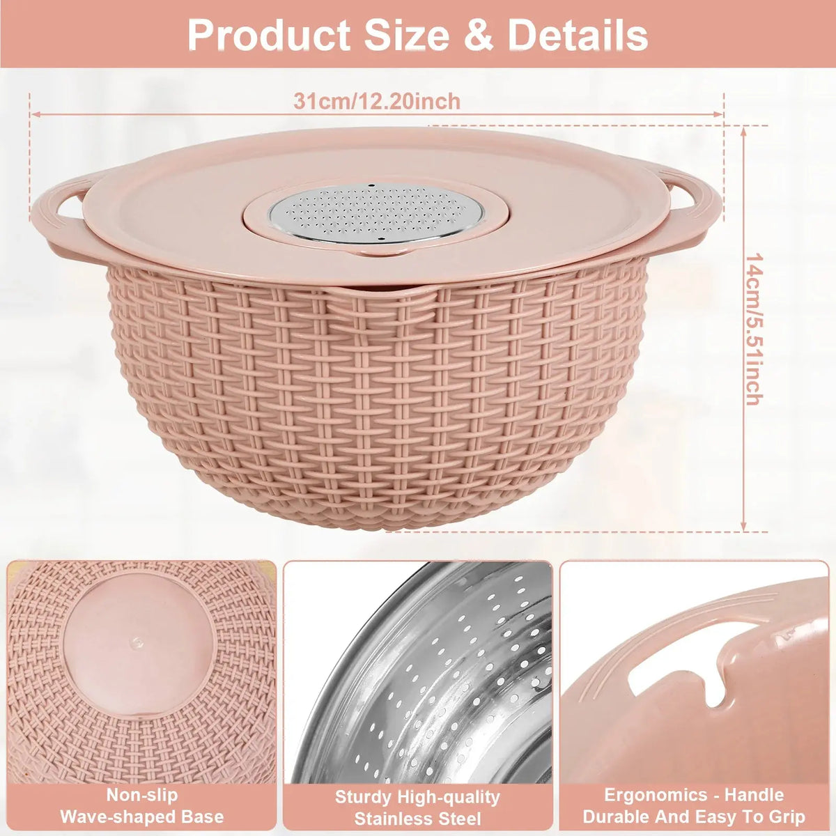 Kitchen Colander Set with Plastic Mixing Bowl 360°Rotating Food AliExpress