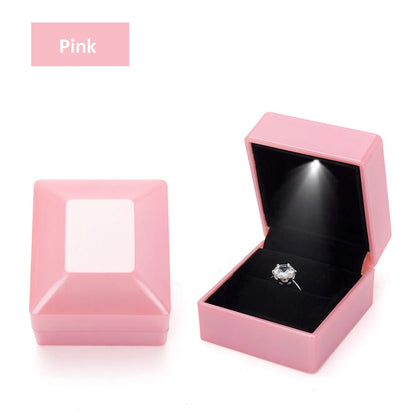 LED Jewelry Ring Box with Llight Luxury Crown Earrings Pendant Storage Display Proposal Wedding Gift Box Jewelry Organizer Box