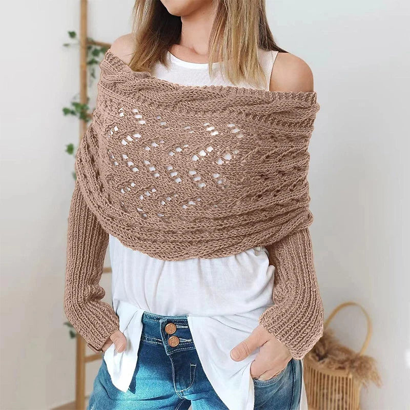 SnugStyle™ Knitted Shrug – Effortless Elegance