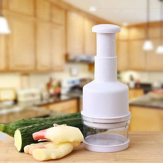 QuickChop™ – Stainless Steel Hand-Press Veggie Cutter