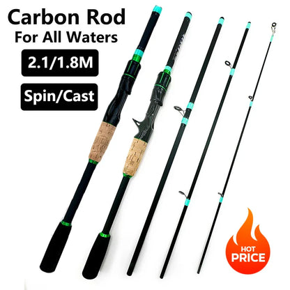 Casting Spinning Lure Fishing Rod Solid ML Tip 1.8/2.1m Ultralight Trout Jigging Pole 4/5 Sections Pesca