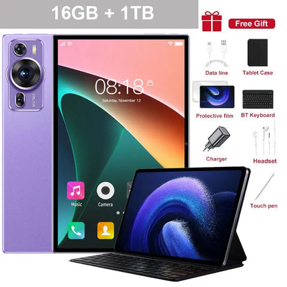 2025 New P60 Pro 5G Dual Tablet Android 14 16GB + 1TB kids Tablet 12 Inch HD Screen 20000mAh Tab Tablets PC With keyboard Laptop Hi - TechPhone Depot Store