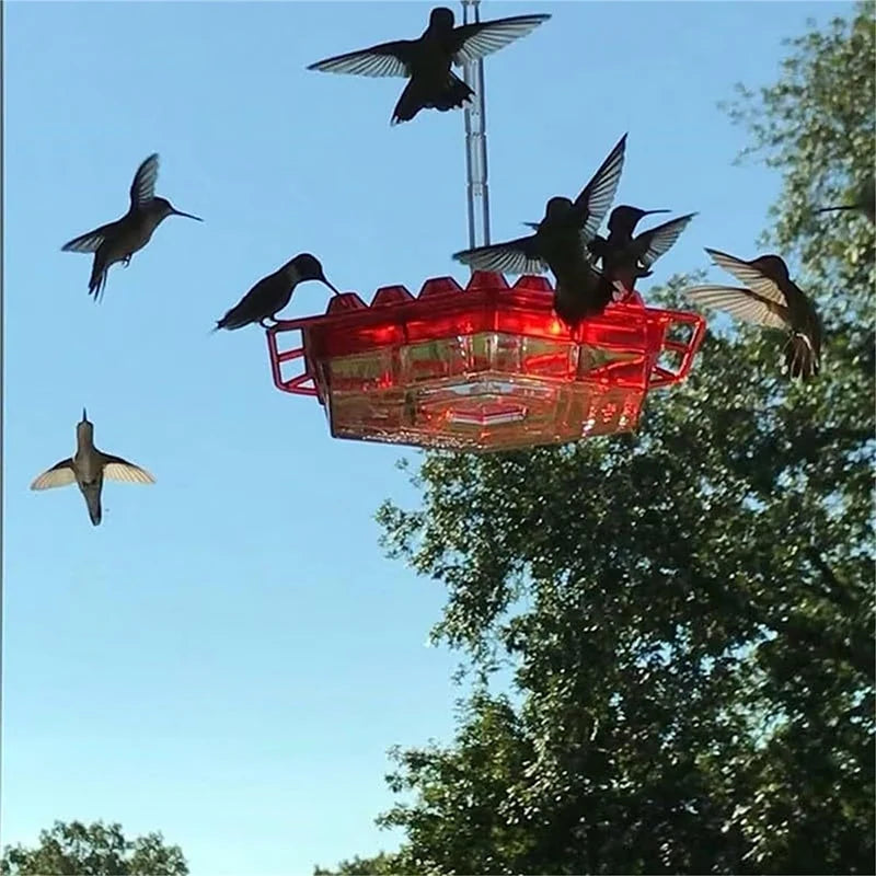 Comedero hexagonal para pájaros silvestres con gancho, comedero para colibríes, comedero para pájaros de jardín, dispensador de agua para mascotas de bosque