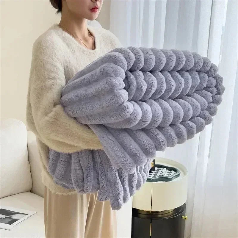 Snuggle Up in Softness: Coral Fleece Bunny Plush Blanket Shop1102735123 Store