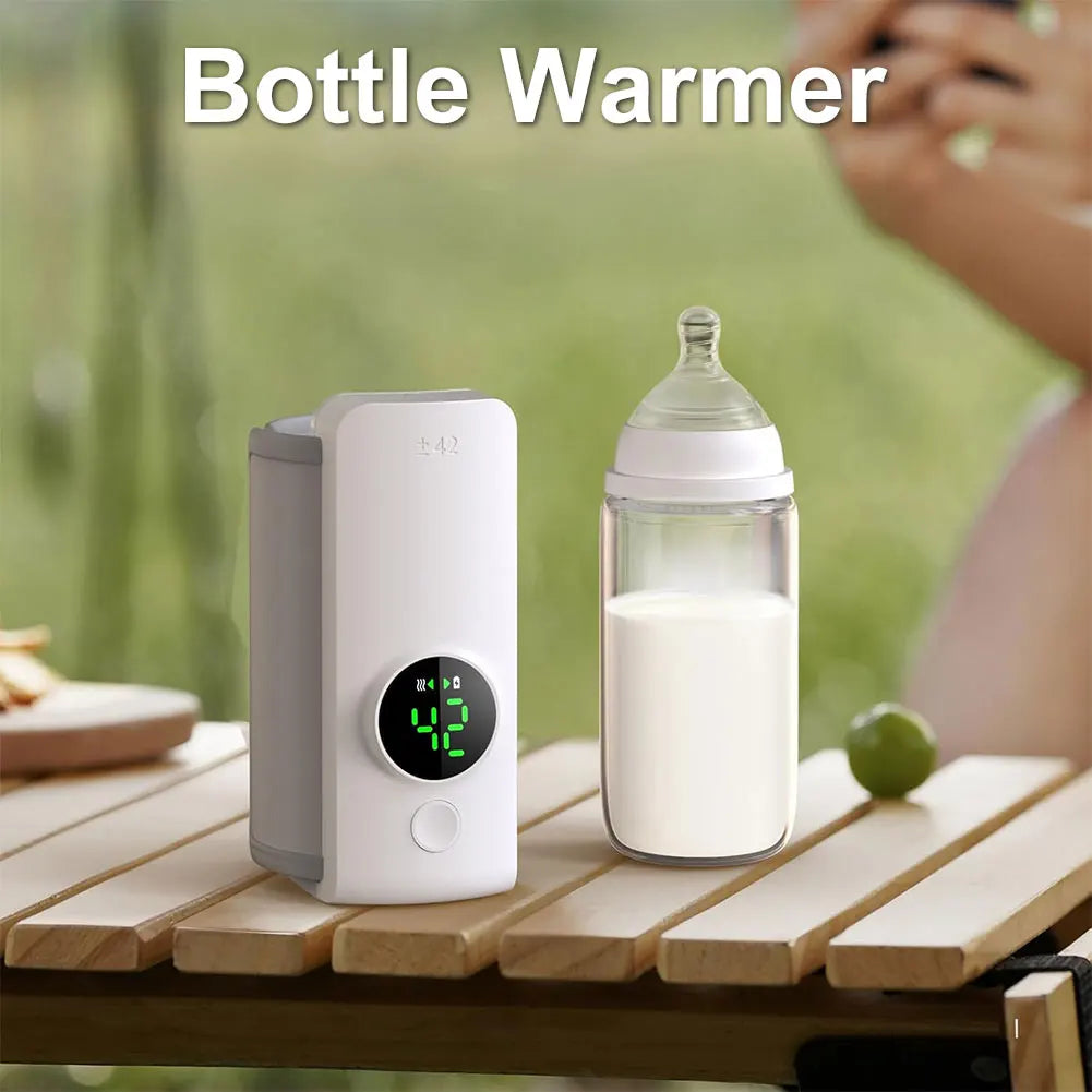 Portable Bottle Warmer Rechargeable Cordless Milk Warmer with Temperature Control Baby Bottle Warmer for Travel