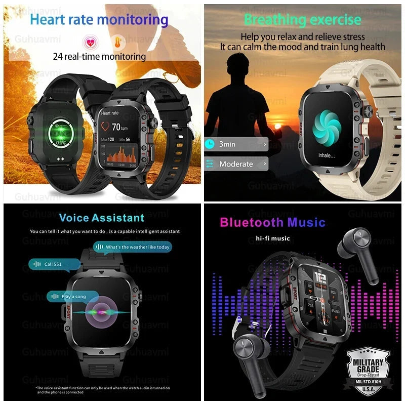 Smart Watch for Xiaomi Military GPS Tracker Men IP68 5ATM Outdoor Sports Fitness Tracker Health Monitor 1.96" BT Call Smartwatch LIGE SmartWatch Official Store