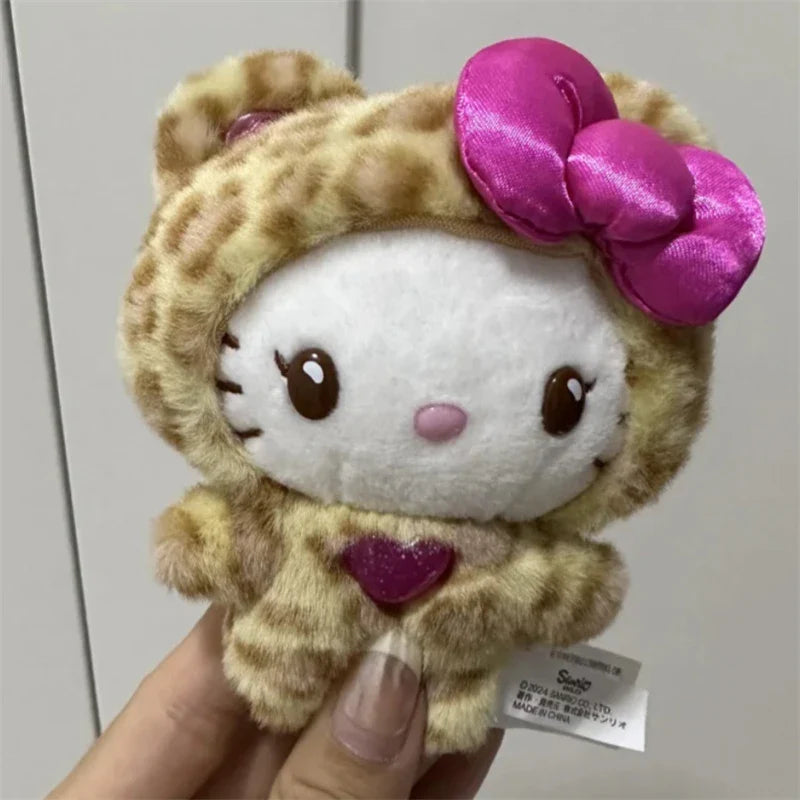 Sanrio Leopard Print Bear Series Hello Kitty Keychain Pendant Cartoon Kitty Cat Plush Doll Pendant Keychain Bag Decorations Gift Stone's Store