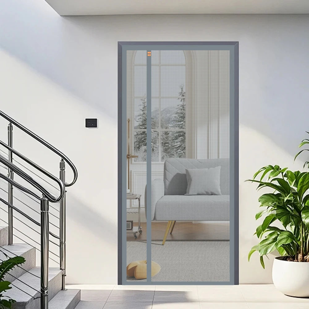 1PC Long Magnetic Stripe No-punch Screen Door Curtains Solid Color Interior Decorating Can be Used in Living Room Bedroom Study