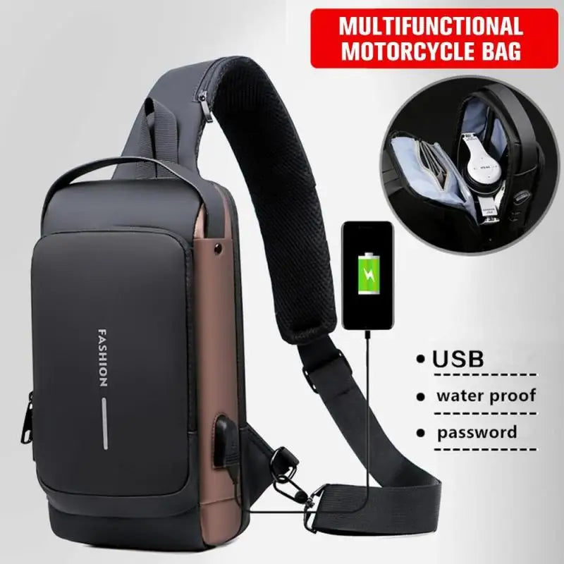 WEIXIER Anti-Theft USB Charging Crossbody Chest Bag for Men – Waterproof Oxford Shoulder Sling with Lockable Zipper, Business & Travel Messenger Pack Shop1103843745 Store