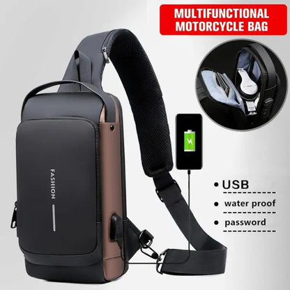 WEIXIER Anti-Theft USB Charging Crossbody Chest Bag for Men – Waterproof Oxford Shoulder Sling with Lockable Zipper, Business & Travel Messenger Pack Shop1103843745 Store