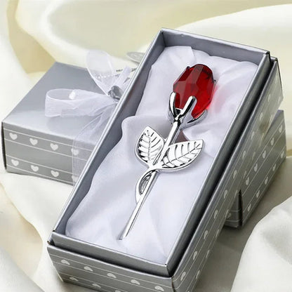 Valentines Day Gift Crystal Glass Rose Artificial Flower Silver Gold Rod Rose Flower for Girlfriend Wedding Gifts for Guest Shop1104358055 Store