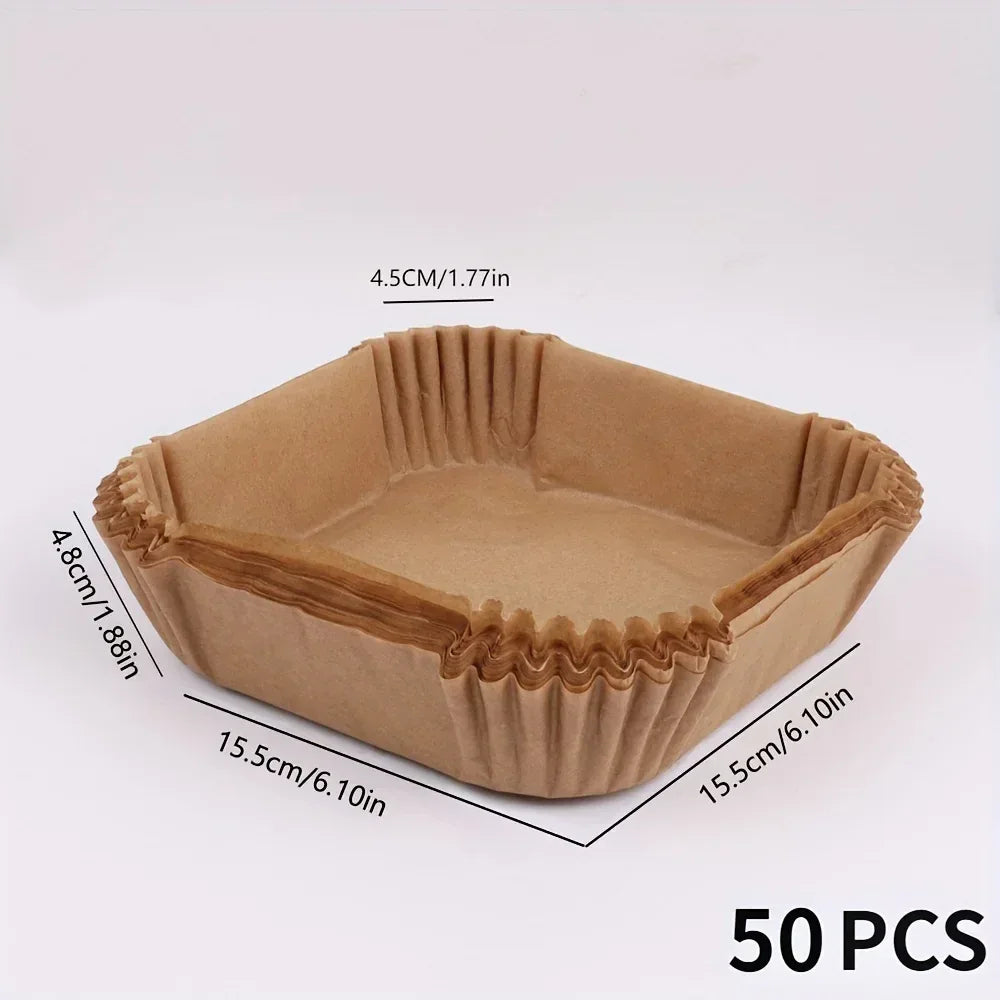 50 Pcs Nonstick Air Fryer Paper Liners Disposable For Clean Mess Free Cooking
