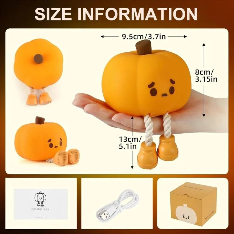Luces nocturnas de calabaza de Halloween, bonitas, de silicona suave, seguras, lámparas decorativas, con temporizador regulable, decoración de mesita de noche, regalos de Halloween para niños y bebés