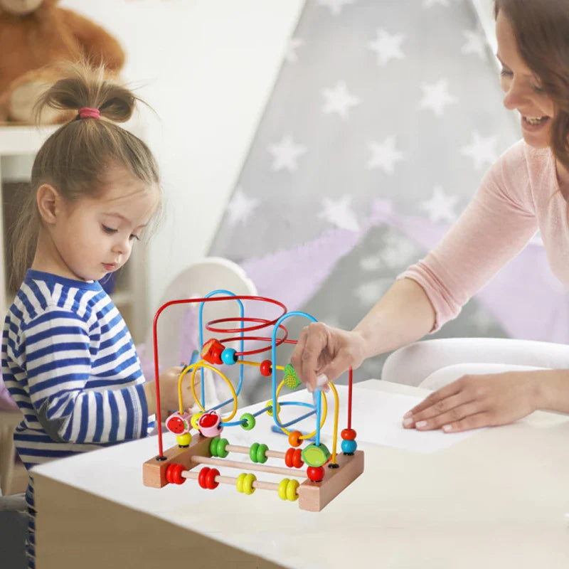 Montessori Wooden Roller Coaster Bead Maze for Toddlers Laime Store