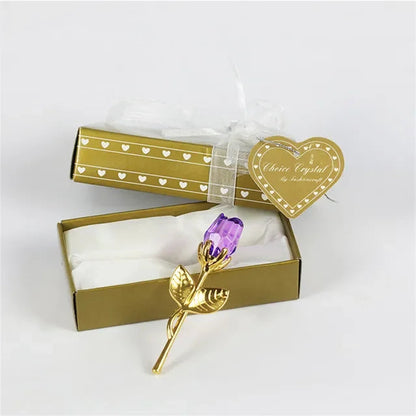 Valentines Day Gift Crystal Glass Rose Artificial Flower Silver Gold Rod Rose Flower for Girlfriend Wedding Gifts for Guest Shop1104358055 Store