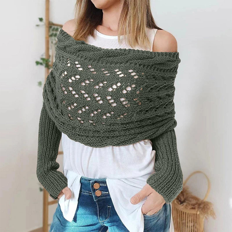 SnugStyle™ Knitted Shrug – Effortless Elegance