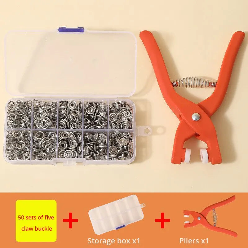 Snap Button Kit with Hand Pliers – 50pcs Metal Snaps for Sewing Stone's Store