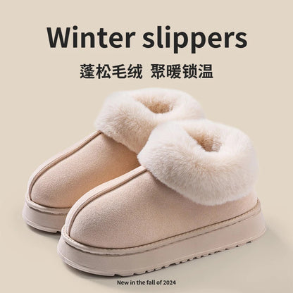 2024 High Quality of  Women's Fashion Snow Boots Fluffy Plush Faux Fur Soft Slippers Winter Indoor Comfortable Home men's Shoes Stone's Store