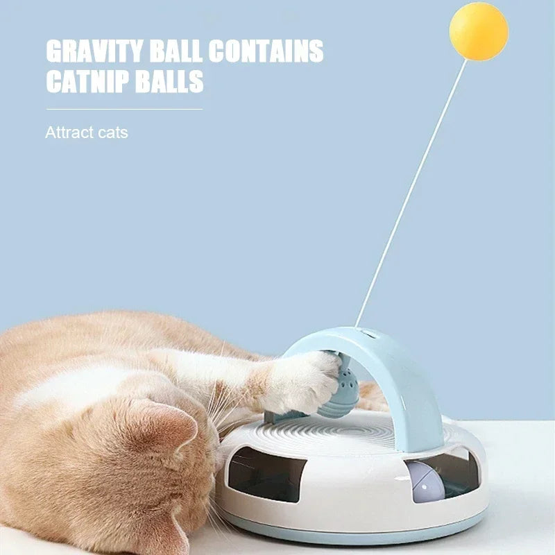Gravity Table Tennis Cat Toy with Catnip Ball for Self-stimulation Cat Turntable Pet Supplies Cat Toy Toys Cats Items Products Sunnymelody Store