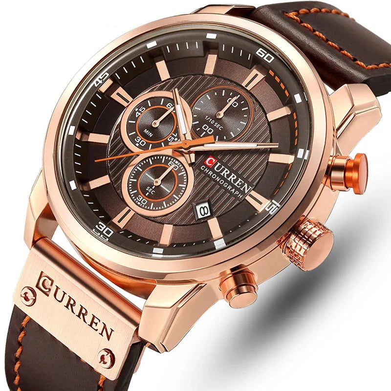 Men's Leather Sports Chronograph Watches Stone's Store