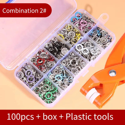 Snap Button Kit with Hand Pliers – 50pcs Metal Snaps for Sewing Stone's Store