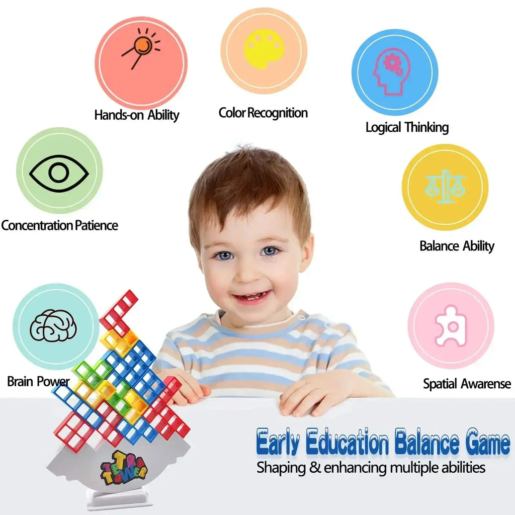 Tetra Tower Balancing Stacking Toys Board Games for Kids & Adults