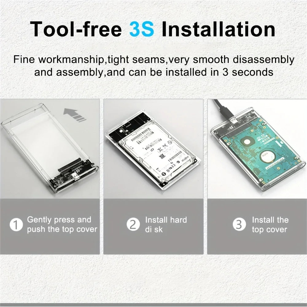 2.5 Inch HDD SSD Case SATA to USB 3.1 Type C 4TB Transparent External Hard Drive Housing Compatible UASP SATA III Laptop BEST Tools House Store