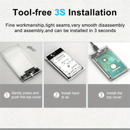 2.5 Inch HDD SSD Case SATA to USB 3.1 Type C 4TB Transparent External Hard Drive Housing Compatible UASP SATA III Laptop BEST Tools House Store