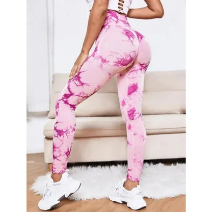Seamless High Waist Leggings Women Tie Dye Leggings Fitness Sports