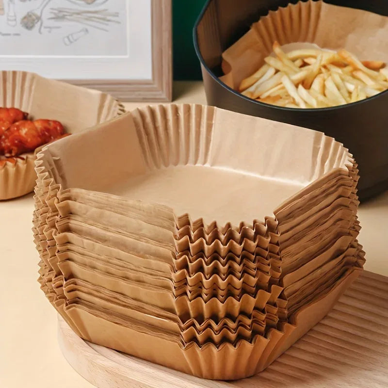 50 Pcs Nonstick Air Fryer Paper Liners Disposable For Clean Mess Free Cooking