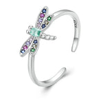 Adjustable Rings Real 925 Sterling Silver Stackable Engagement Zircon Open Size Rings For Women Jewelry big nose Official Store