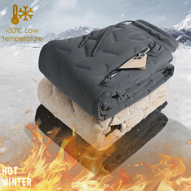 7XL Men Winter Warm Thicken Sweatpants Mens Joggers Pants Fleece