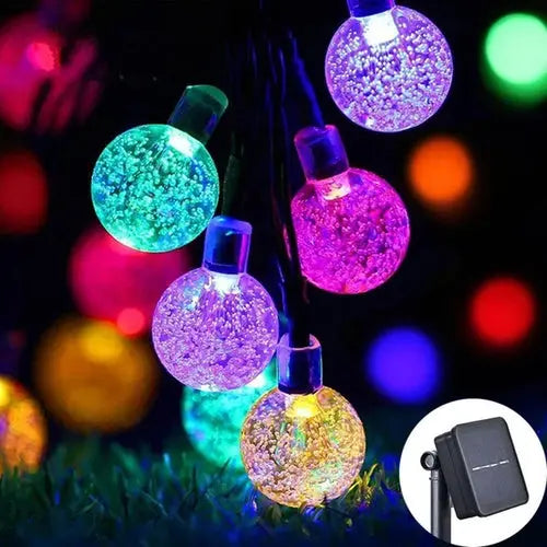 Solar Crystal Globe LED String Lights 60 LED 8 Lighting Modes IP65