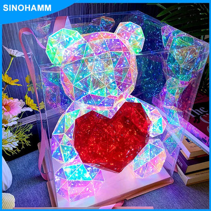 Glow-Up Holographic Teddy Bear – Magical Light-Up Plush for Cozy Nights! SINOHAMM Official Store