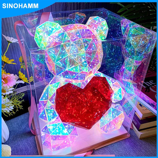 Glow-Up Holographic Teddy Bear – Magical Light-Up Plush for Cozy Nights! SINOHAMM Official Store