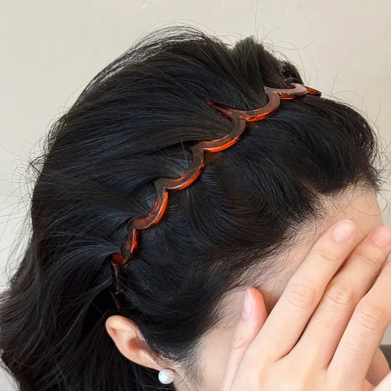 Fashion Wave Headbands for Women Solid Color Toothed Non-slip Hair Bands Girl Face Wash Sports Hairbands Hair Accessories WE YOU Store