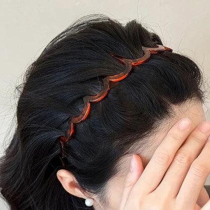 Fashion Wave Headbands for Women Solid Color Toothed Non-slip Hair Bands Girl Face Wash Sports Hairbands Hair Accessories WE YOU Store