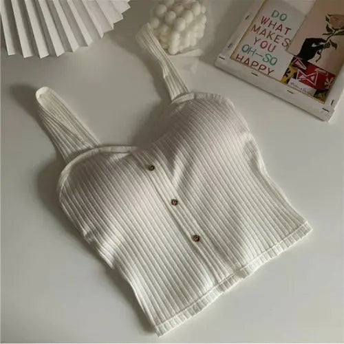 Stylish Women's Summer Crop Top with Built-In Bra Pads