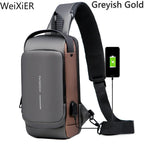 WEIXIER Anti-Theft USB Charging Crossbody Chest Bag for Men – Waterproof Oxford Shoulder Sling with Lockable Zipper, Business & Travel Messenger Pack Shop1103843745 Store