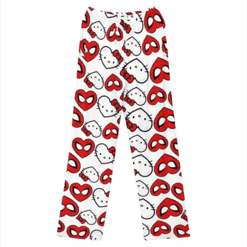 Hello Kitty Spider-man Cotton Loose Ladies Pajama Pants Pyjama Trousers Women Men Cartoon Sleep Bottoms Lounge Wear Girl Sleep Stone's Store