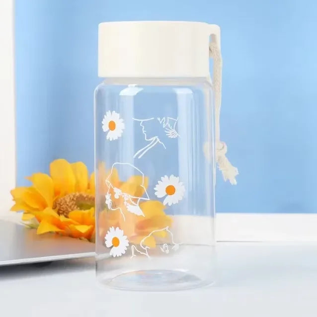 Portable Large Capacity Plastic Straw Time Marker Outdoor Water Bottle